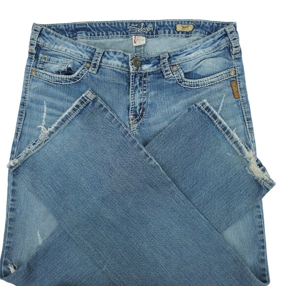Silver Jeans Alex Bootcut Womens Size 33 Distressed Low Rise Med Wash Denim - Picture 5 of 15